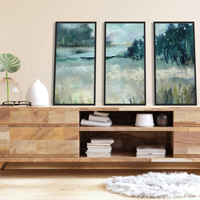 «Calm River Valley» par Carol Robinson, reproduction sur toile flottante 3 pièces