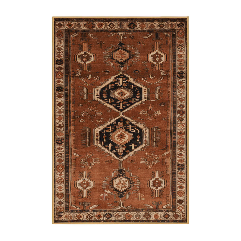 Machine Washable Turkish Brown Area Rug, Rectangle 8' x 12'