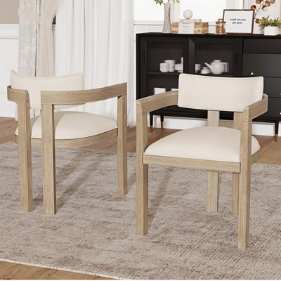 Linen Upholstered Armchair in Beige