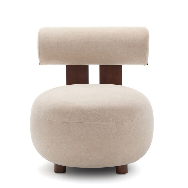Modern Sculptural Accent Chair, Beige, Beige