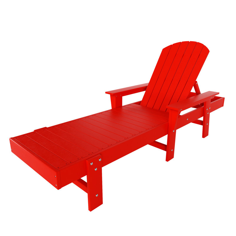 Altura 77.6" Long Outdoor All-Weather Poly Reclining Single Chaise, Red