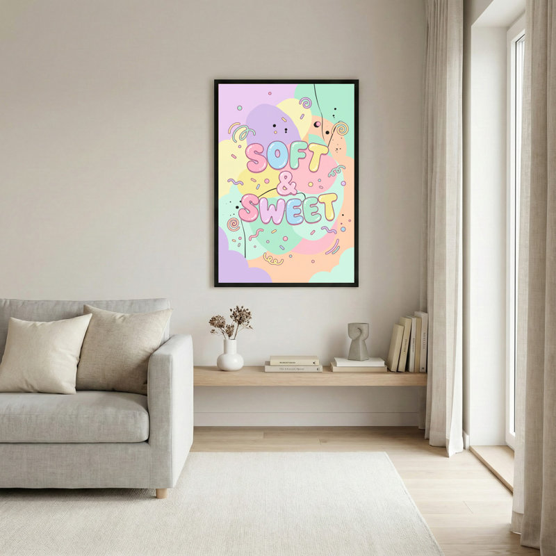 Ensemble de 1 tableau sur toile aux tons pastel doux et pastel arc-en-ciel, H 18 po x l 12 po