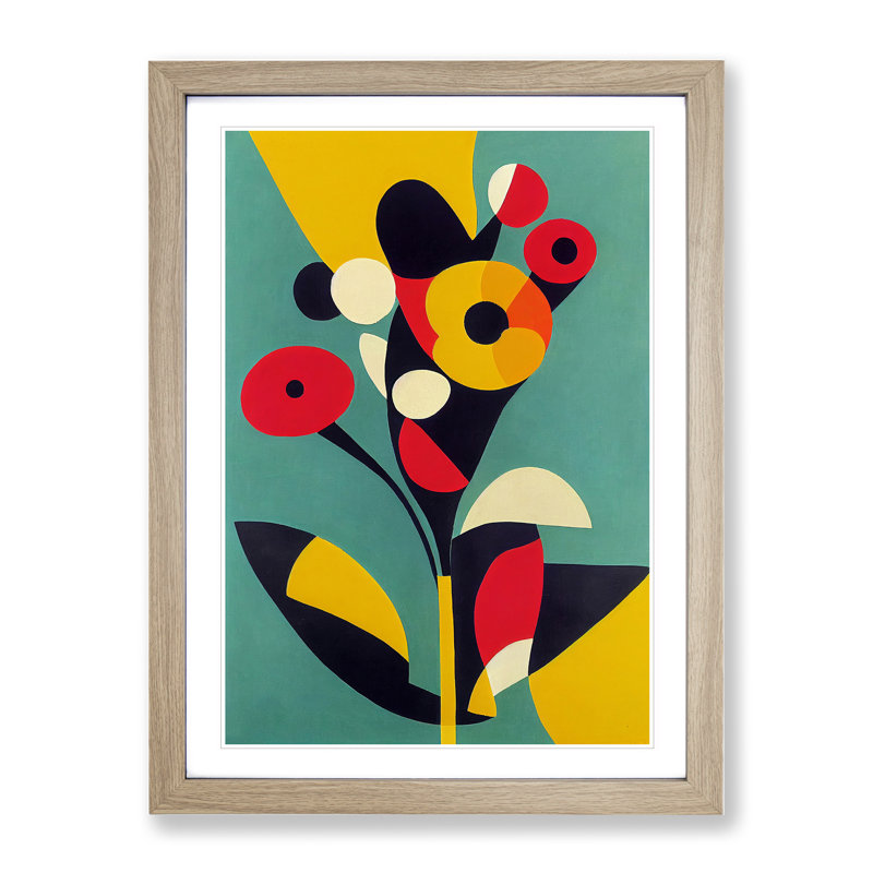 The Abstract Flowers No.2 - Wall Art, 48cm H x 36cm W, Oak Framed Paper, White