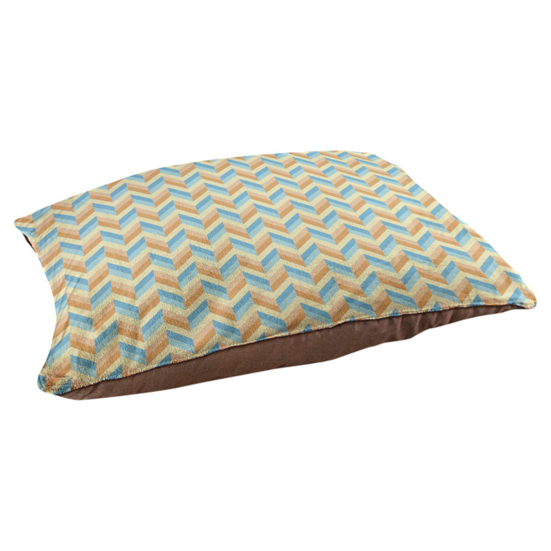 Coussin pour chien chevron Byrge, Grand (l 42,5 po x P 32,5 po x H 14 po), Bleu / Orange