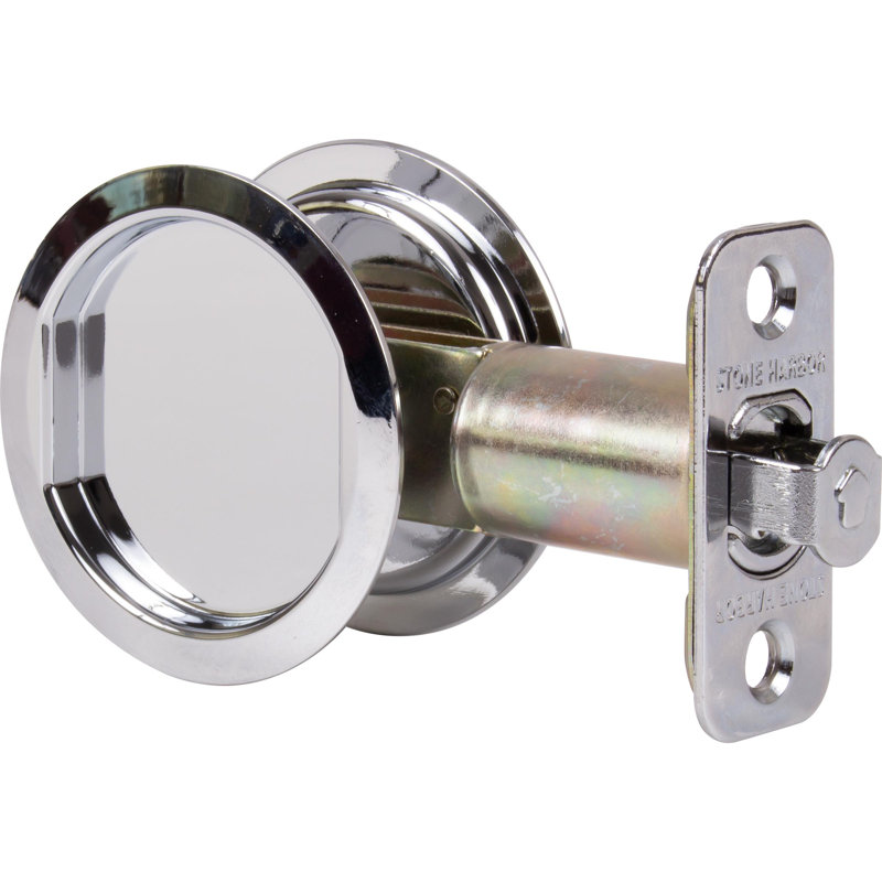 Loquet de porte à pochette ronde, Chrome poli