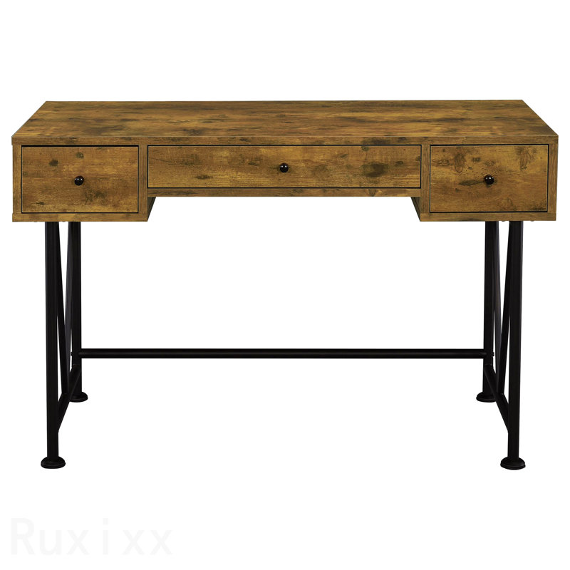 2-Piece Computer Desk & Bookcase, Rustic Nutmeg