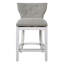 Tabouret de bar pivotant rembourré avec dossier, blanc avec revêtement gris