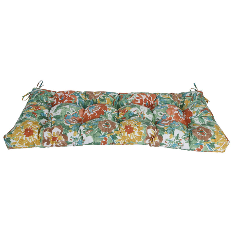 Coussin de banc pour l'extérieur, L 51 po x P 19 po, Blanc / brume soleil rivière florale