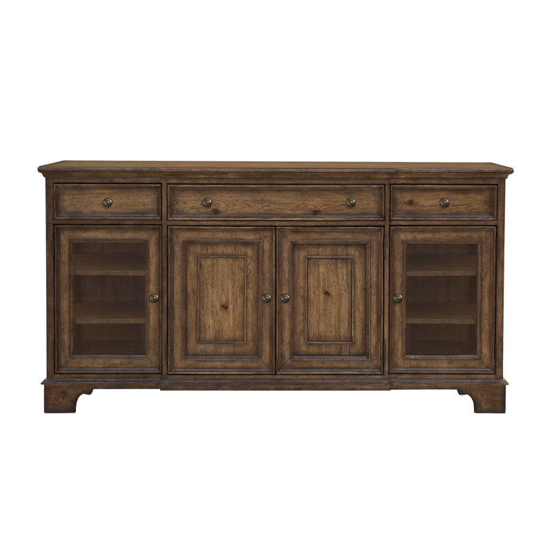 Revival Row Brown 3-Drawer Buffet with Cabinet Doors