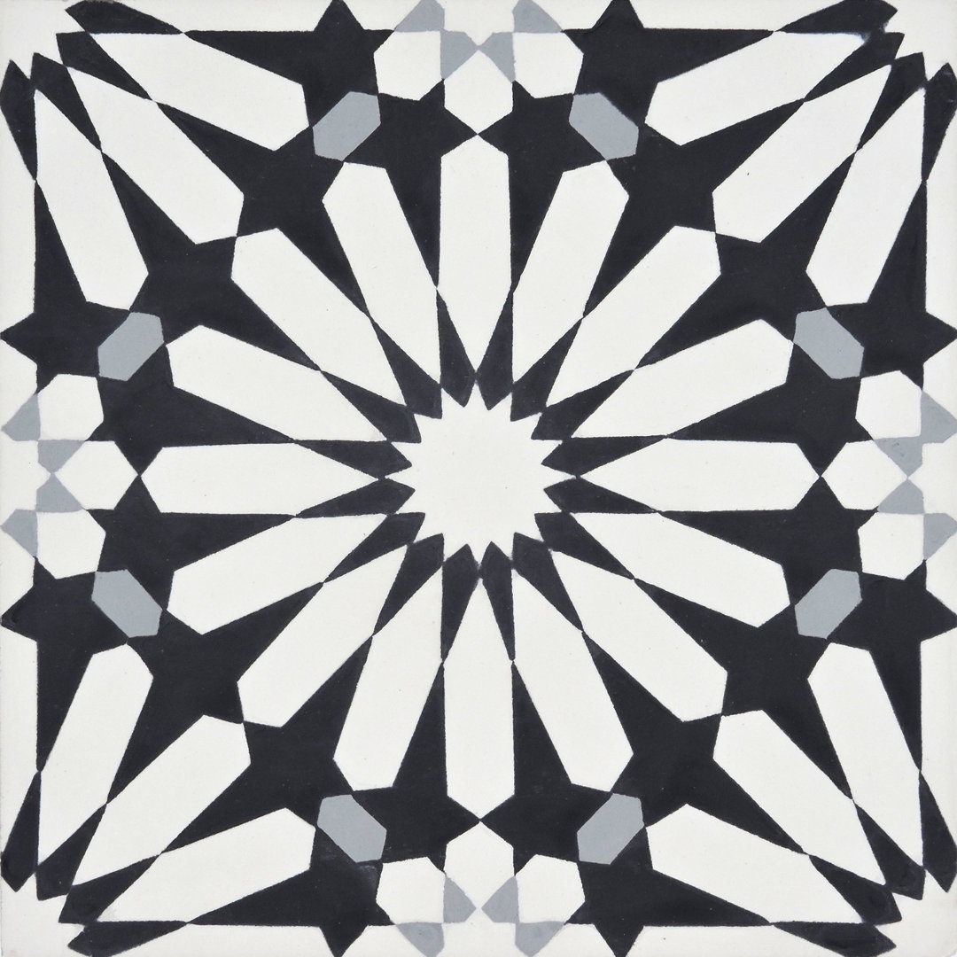 Alhambra 8" x 8" Cement Singular Wall and Floor Tile (Set of 12) Moroccan Mosaic 