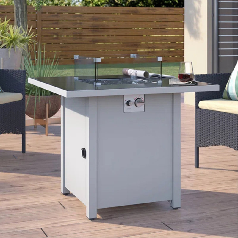 Foyer en métal 30 po avec finition thermolaquée et plateau en verre fumé