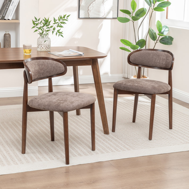 Chaise d'appoint rembourrée en bois massif, Brun