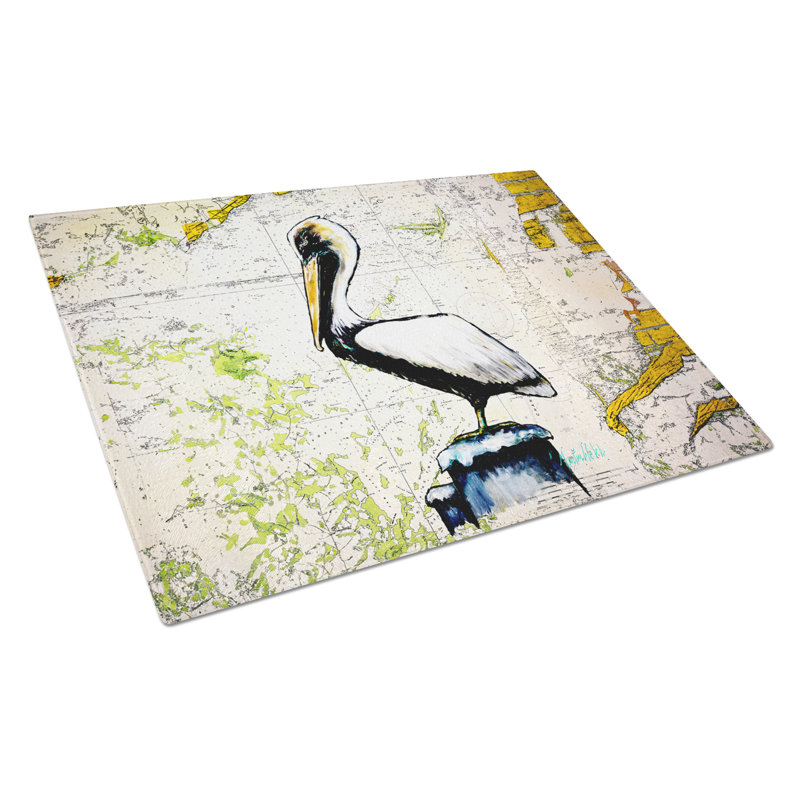 Pelican on Map Glass Cutting Board