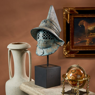 Ancient Roman Pompeii Gladiator Helmet Statue