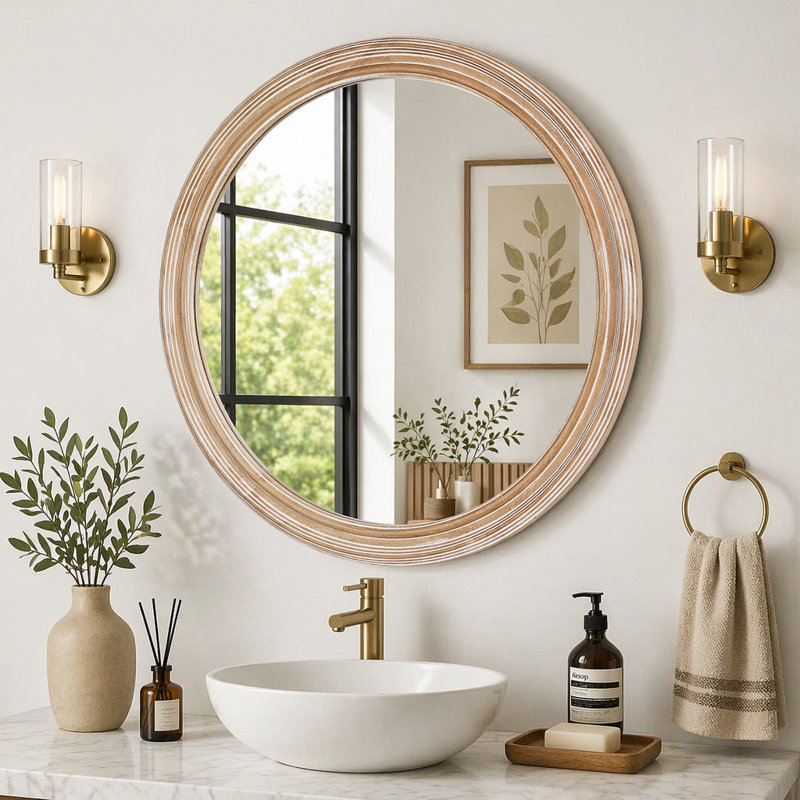 Miroir mural rond 27,5 pouces pour meuble-lavabo