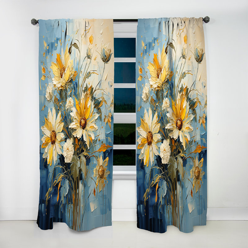 Armington Azure Fields Sunflowers - Sunflowers Curtain - Velvet Room Darkening - 1 panel, 52" W x 63" L