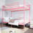 Bunk Bed With Ladder And High Guardrail, Able To Split, Metal Bunk Bed, Storage Space, Noise Free,Twin Over Twin Size,Pink-131738130