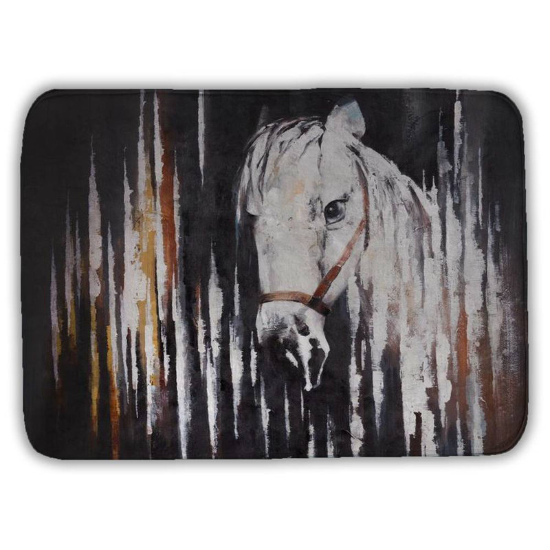 White horse in the dark Bath Mat with Non-Slip Backing - Quick Dry Memory Foam Bathroom Rug - Absorbent - Modern Plush Spa-Style - Machine Washable