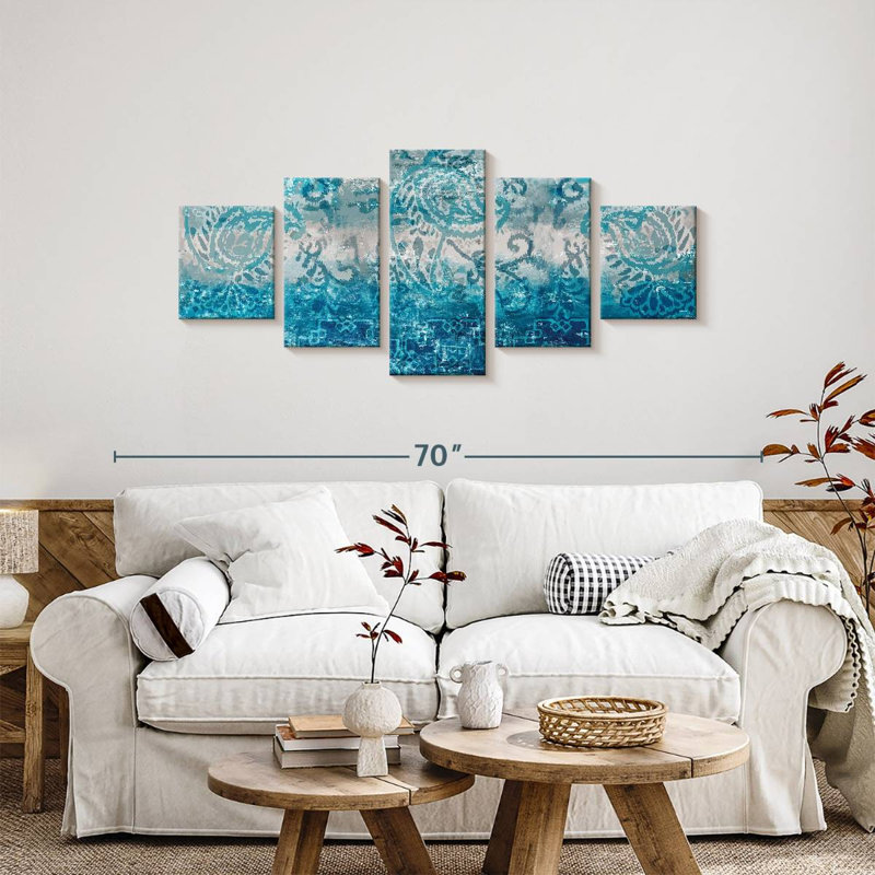 Blue Abstract Elegance, 24" H x 55" W