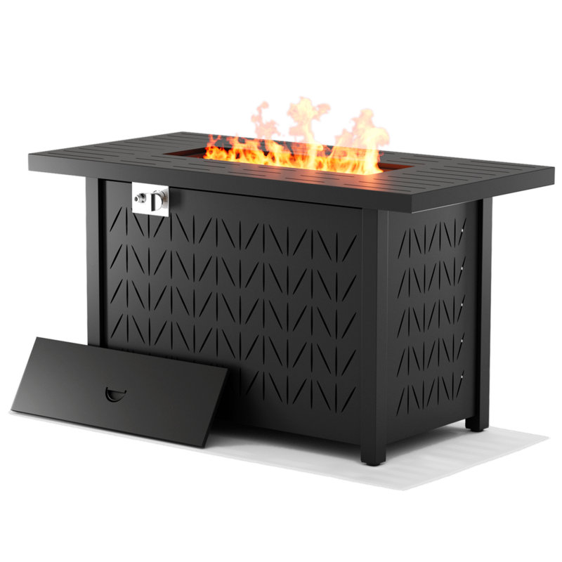 Table de foyer d'extérieur au gaz propane 43 "50 000 Btu, certifiée Etl avec couvercle et remplisseur de pierres volcaniques