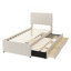 Lit plateforme tapissier simple avec lit gigogne et 3 tiroirs, tissu en lin-1772974790