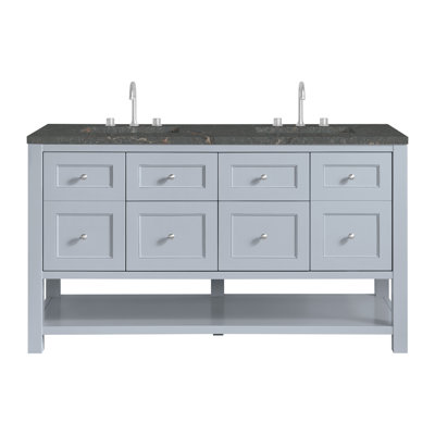 Meuble-lavabo double 60 po Breckenridge, bleu Serenity