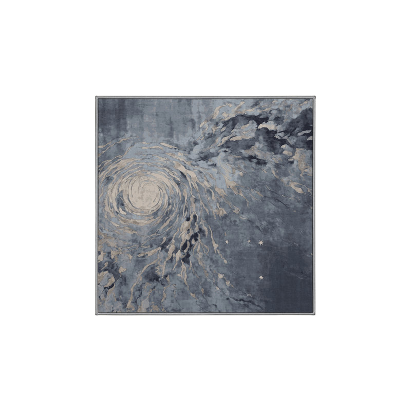 Machine Washable Gray Area Rug, Square 6'