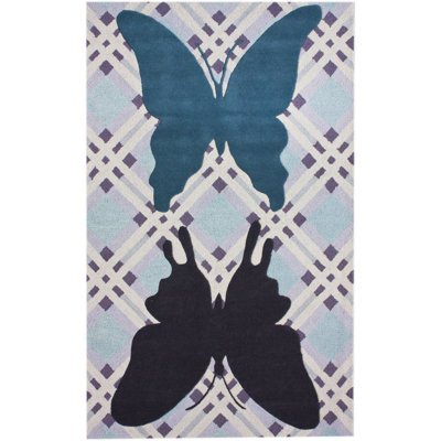 Tapis fantaisie bleu Ambria
