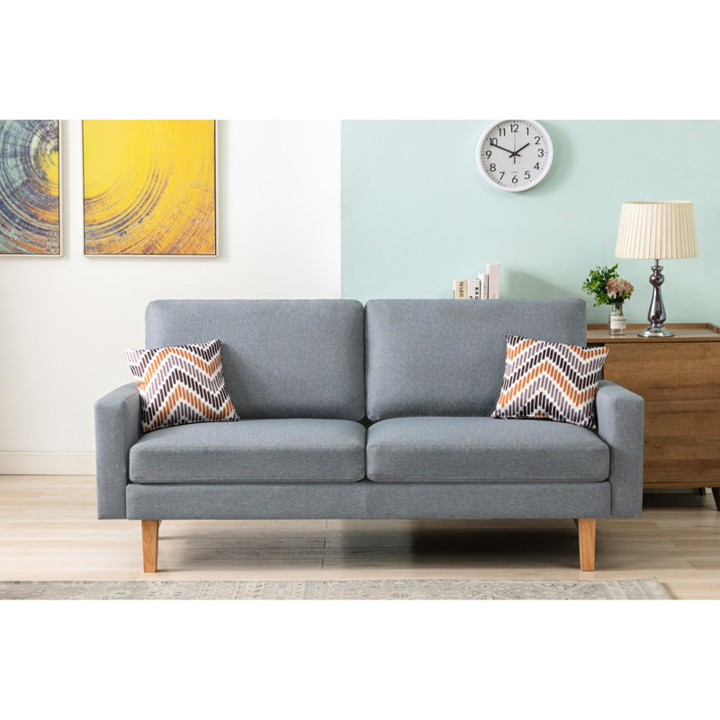Lin gris 70 po et chaise avec 2 coussins décoratifs, style attrayant, 70 po, thème classique