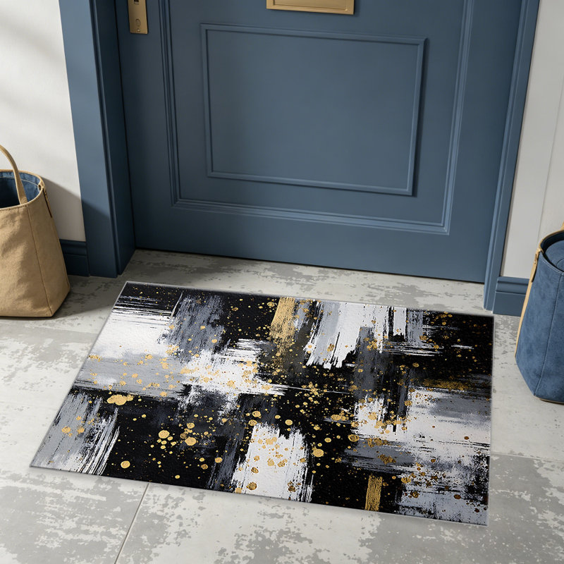 Black White Gold Abstract carpet-easy to clean, machine-washable, soft and comfortable; suitable for door mats, kitchens, living rooms, bedrooms, corridors, and laundry areas. Easy to clean, durable carpet for home decoration.