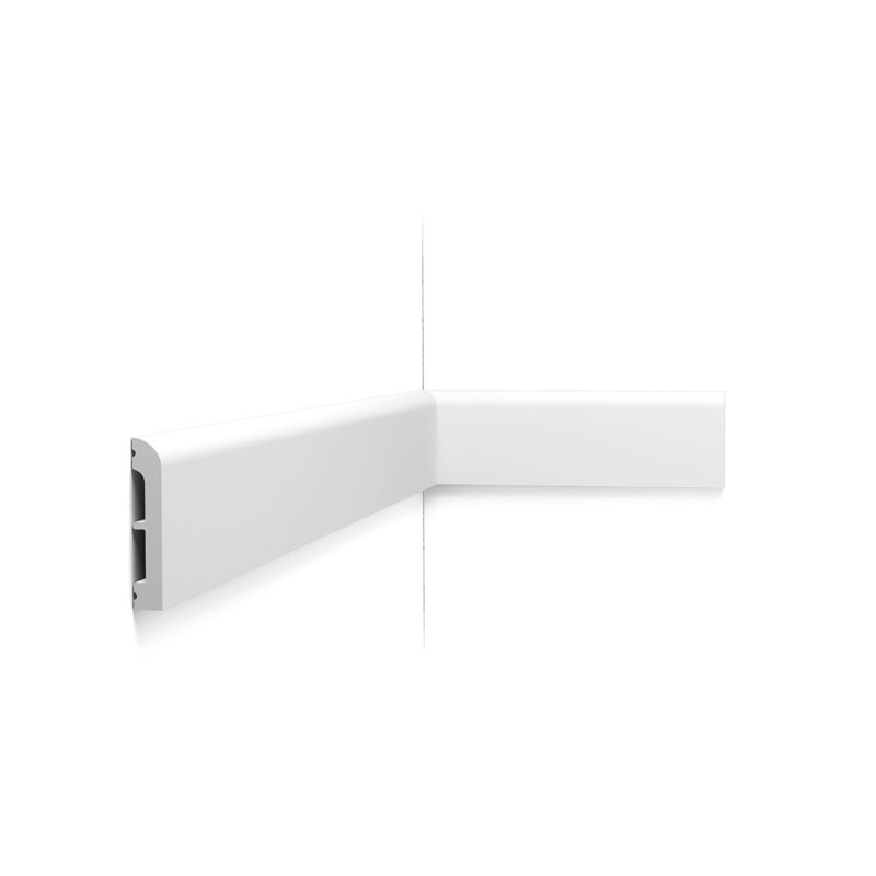 Plastique blanc de 0,5 po d'épaisseur x 3 po de largeur x 78,75 po de longueur, base murale blanche