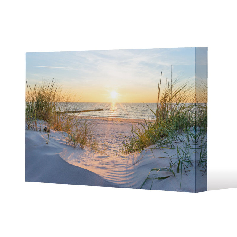 Sunset at the Baltic Sea Beach Slim Style Canvas Print, 15mm Slim Real wood., 70 cm H x 100 cm W