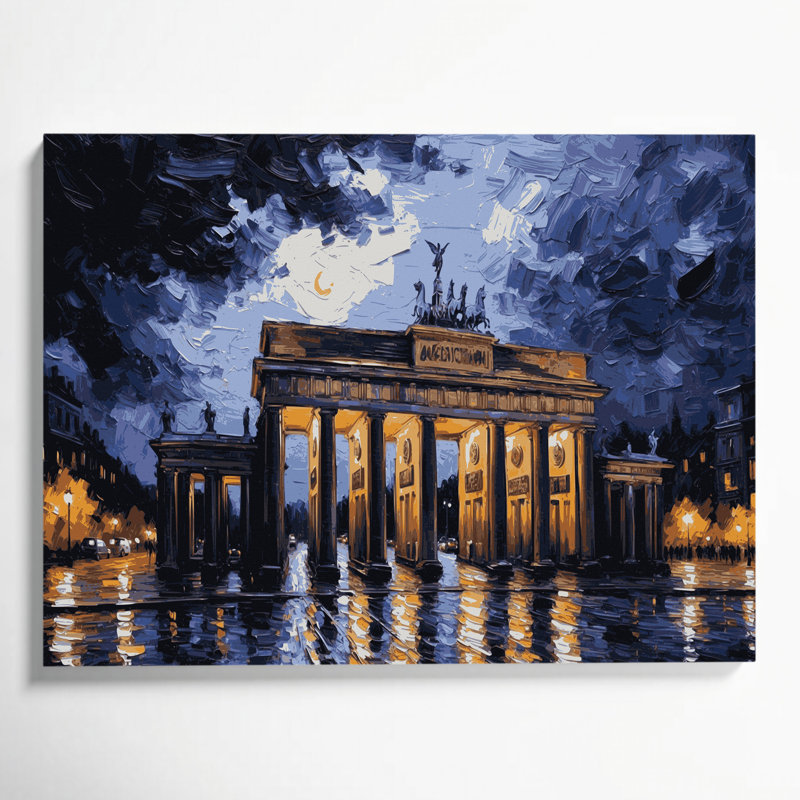 Cities Berlin Germany Gray Canvas Wall Art, 24" H x 36" W