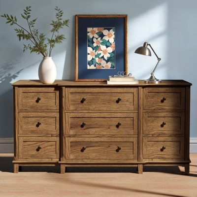 9 Drawer 63" W Solid Wood Dresser