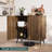 Walnut Fluted Sideboard Buffet With Metal Legs & Adjustable Shelf