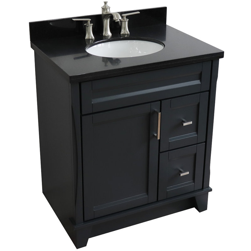 Ensemble de meuble-lavabo simple 31 po Brees, Gris, Gris foncé