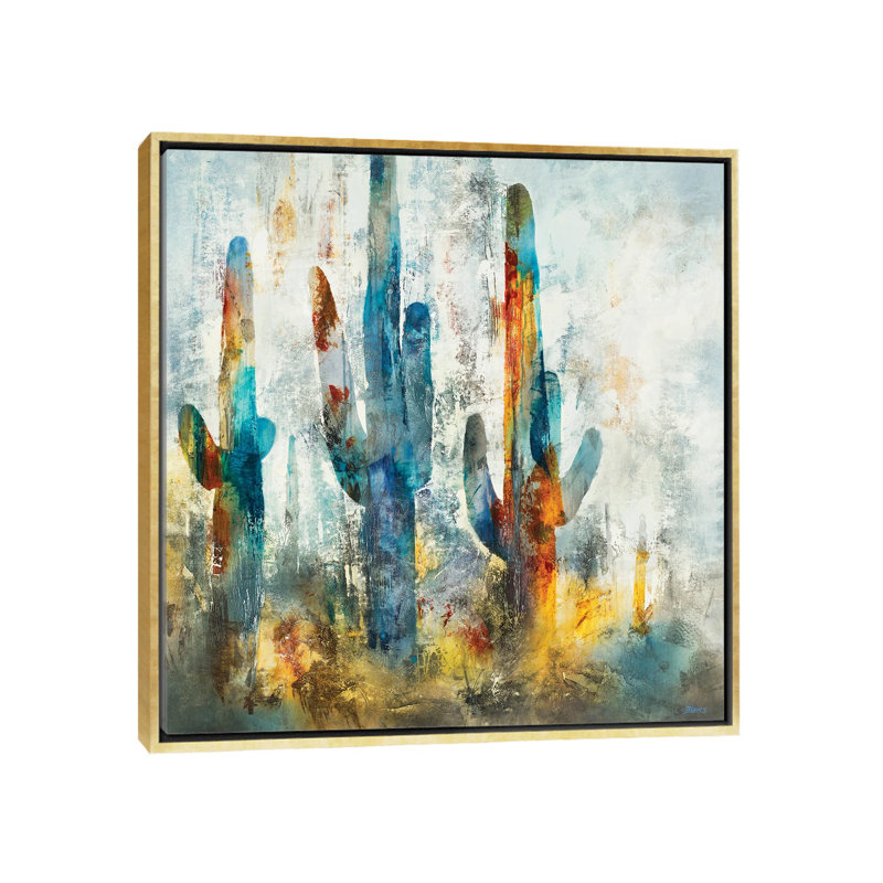 «Saguaro Forest» encadré par Scott Brems, H 26 po x l 26 po x P 1,5 po, Toile avec cadre flottant or, Non