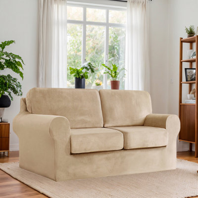 Housse extensible pour canapé 2 places avec housses de siège et housses de coussin 