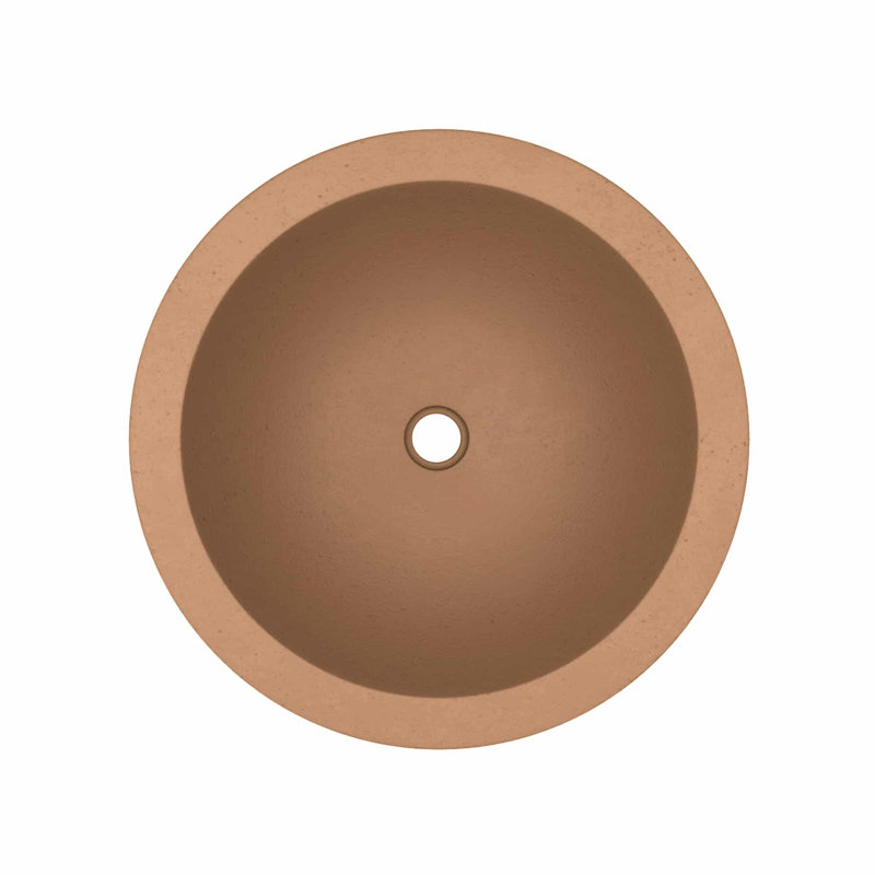Morro Concrete Handmade Circular Vessel Bathroom Sink, Terracotta