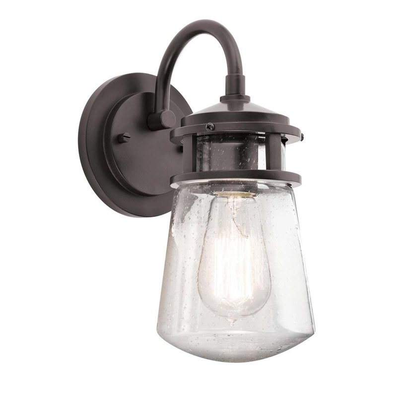 Jaylynn Seeded Glass Outdoor Wall Lantern, Small