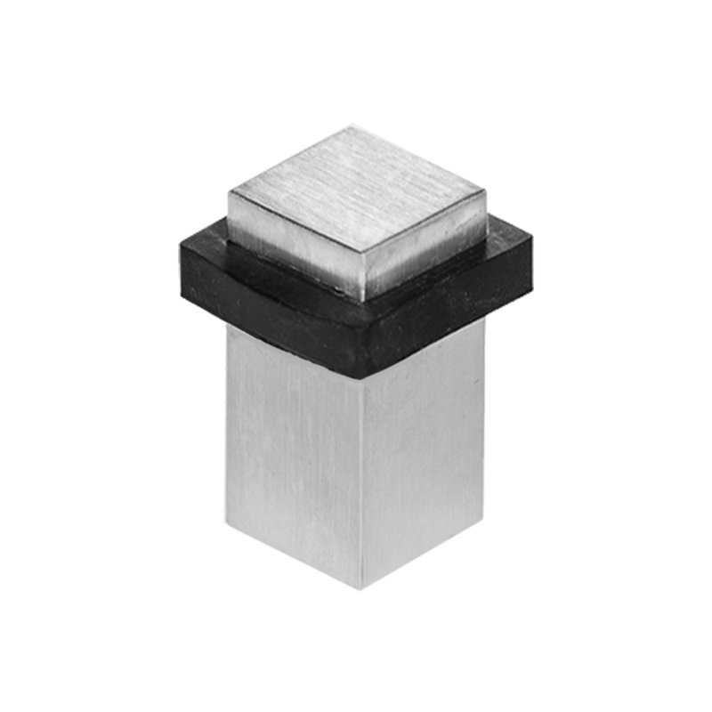Cube Stainless Steel Floor Mount Door Stop, Satin Stainless Steel, 1.26" H x 0.79" W x 0.79" D