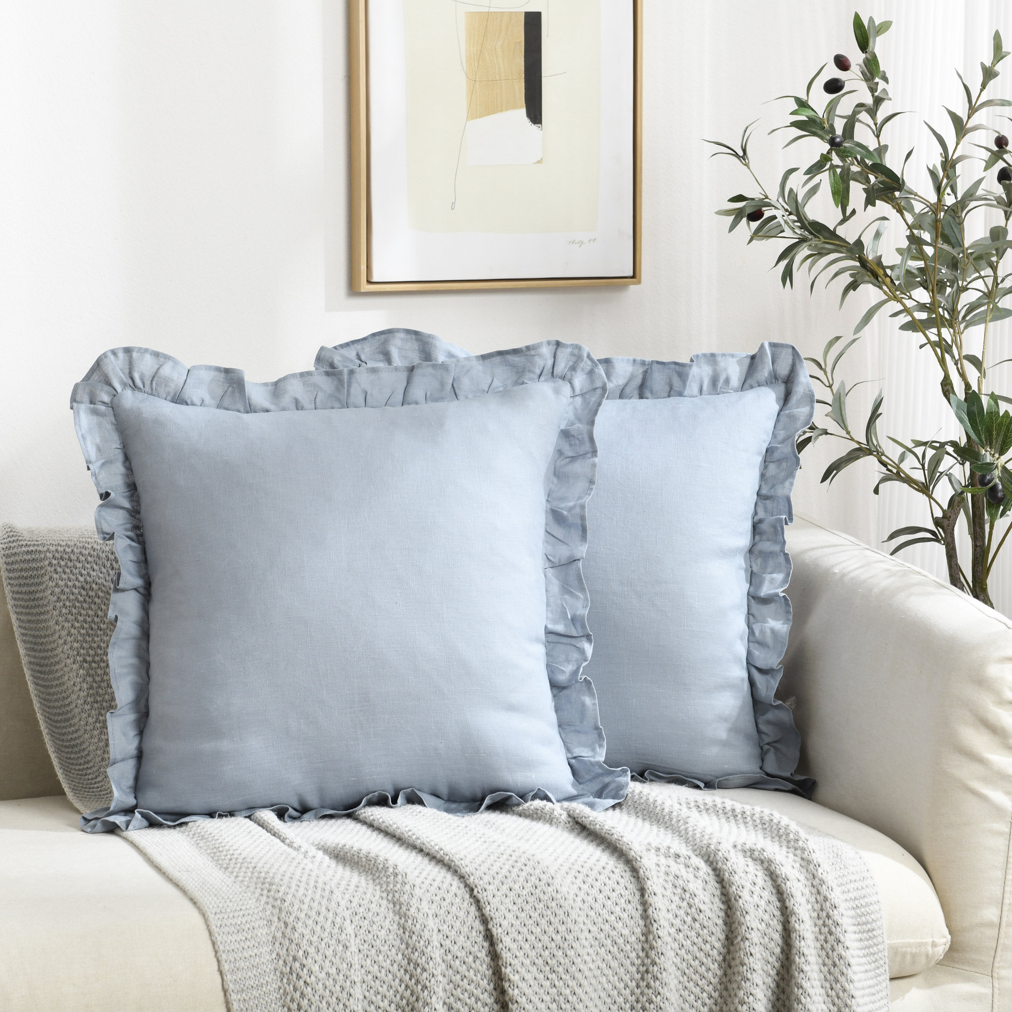 Linen Pleated Ruffled Romantic Fringes Pillow Covers | Wayfair