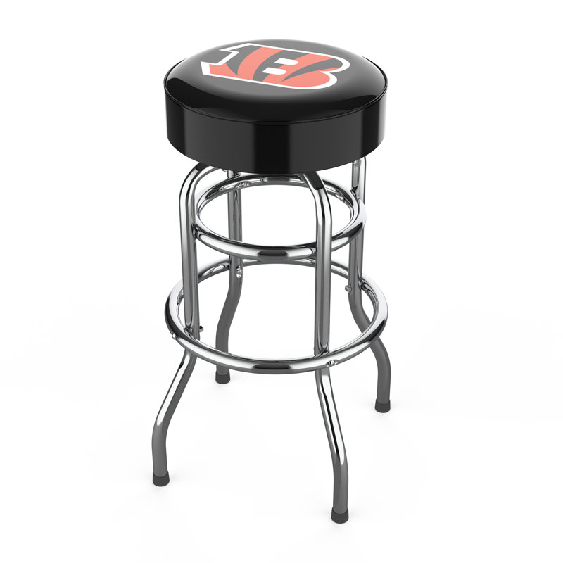 Commercial Grade Chrome Swivel Bar Stool with Vibrant Team Colors  , Cincinnati Bengals