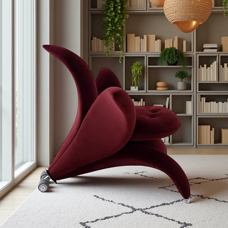 Simple and Creative Flower-Shaped Sofa Chair, Wine Red