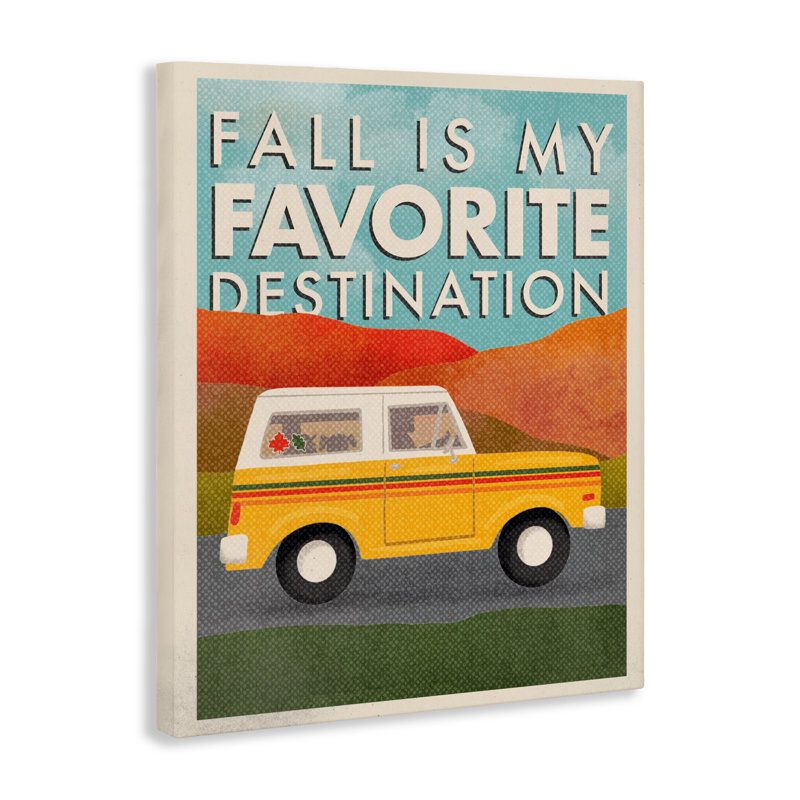 Toile rétro «Fall Favorite Destination» par Jilly Jack Designs, H 20 po x l 16 po
