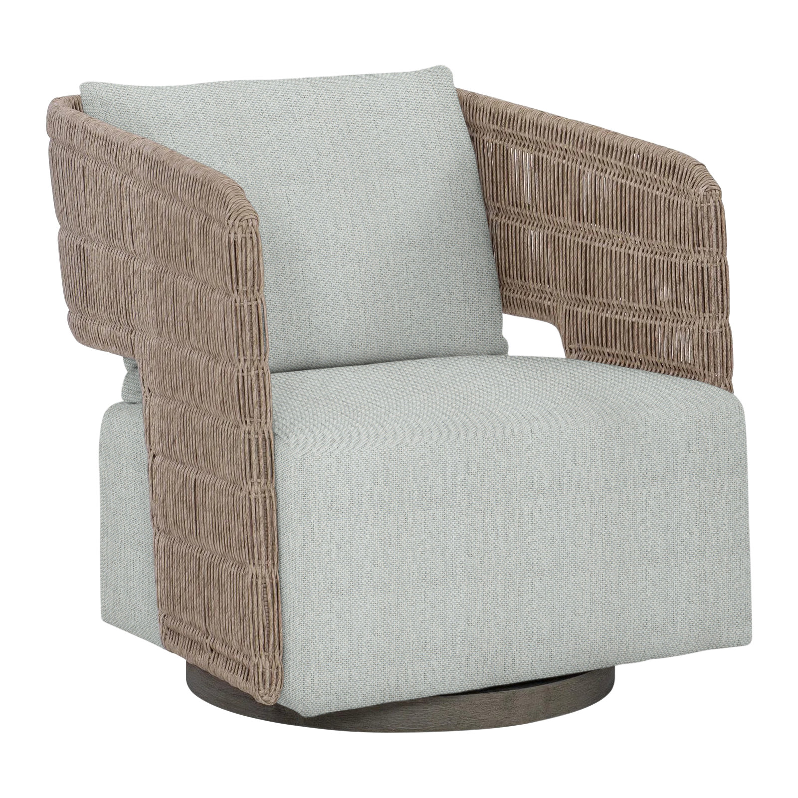 Maldives Swivel Patio Chair with Cushions, Light Gray Linen 6032-010