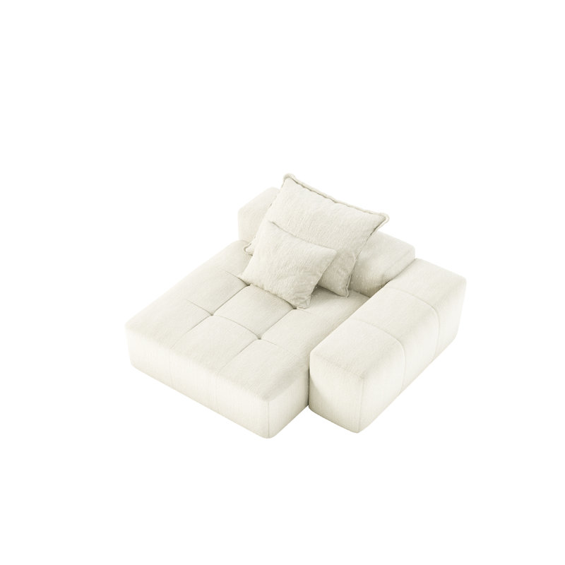 Chaise en chenille avec 2 coussins, Beige