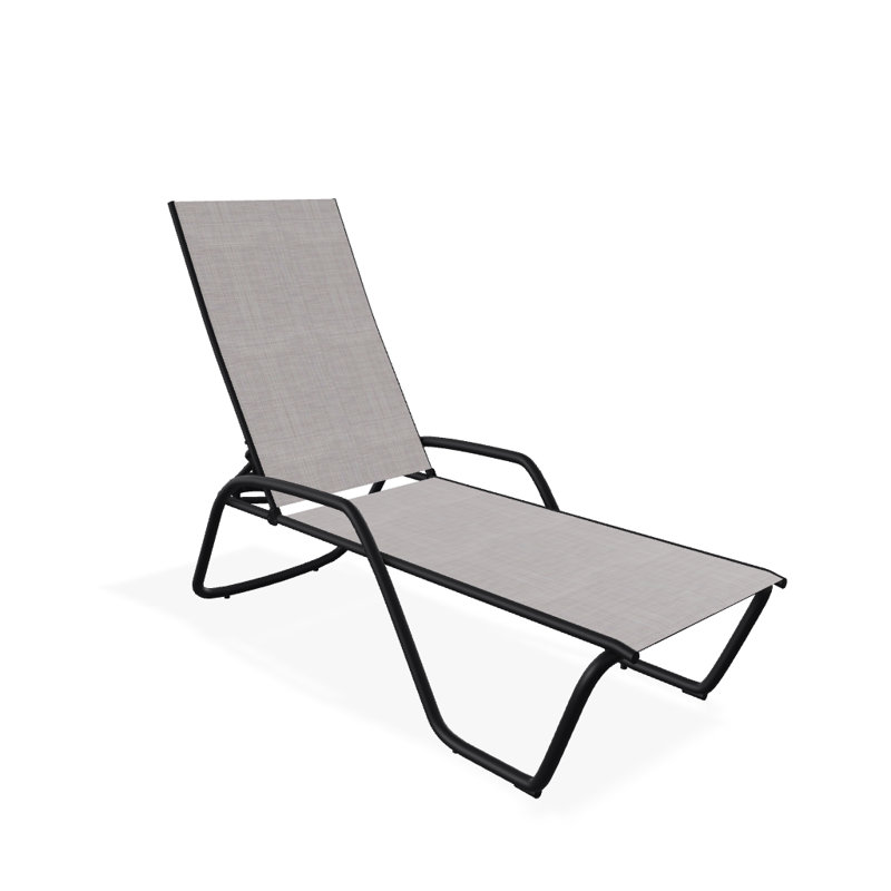 Outdoor Rust-Resistant Metal Chaise Lounge, Textured Desert, Sand Dollar