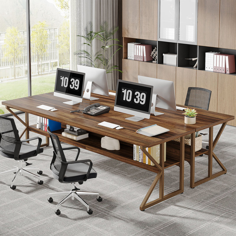 Bureau d'ordinateur très long avec tablette de rangement l 78,74 po Xochitl