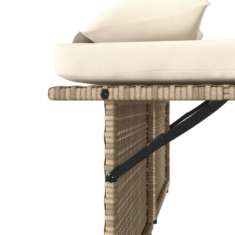 Banc de patio inclinable avec coussins Vidaxl, Crème / blanc / beige